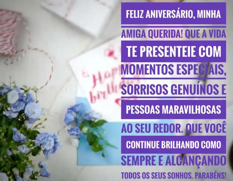 cartao de Mensagem de Aniversário para Amiga