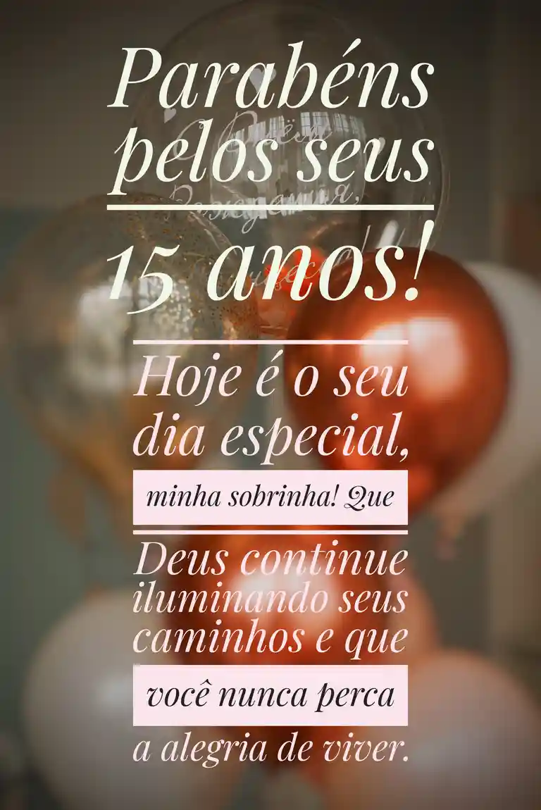 Cartões de Mensagem feliz Aniversario de quinza anos